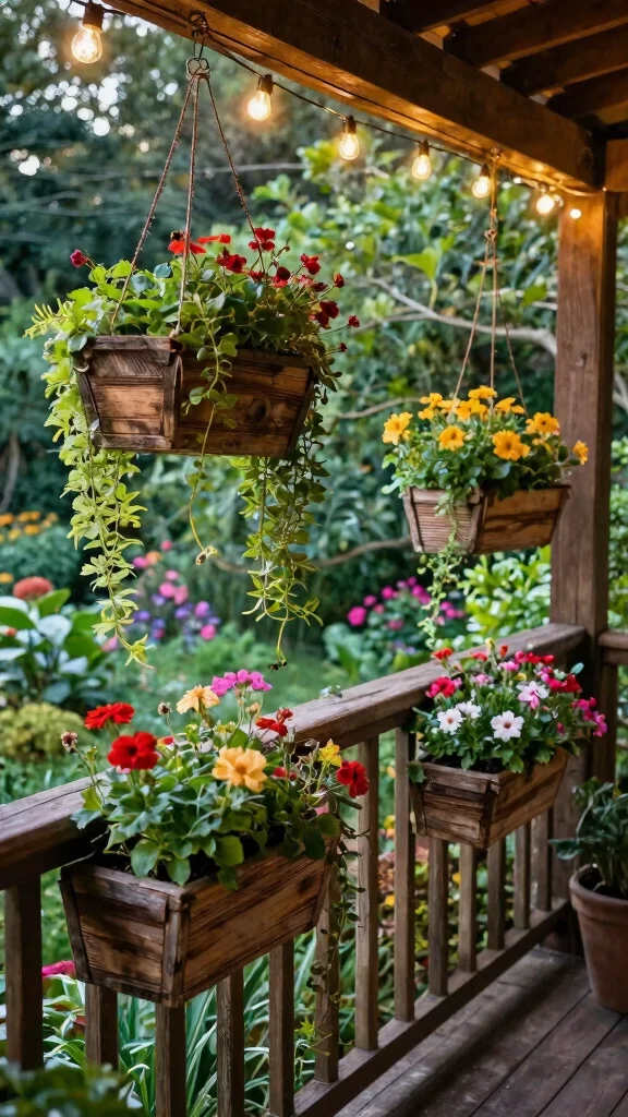 11 Wood Flower Pots Ideas Natural Texture - 4. Hanging Wood Planters 1
