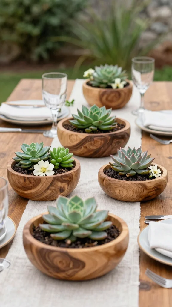 11 Wood Flower Pots Ideas Natural Texture - 5. Natural Wood Bowls 1