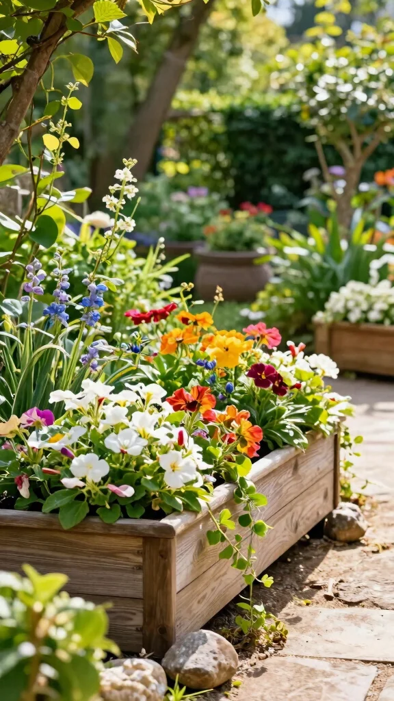 11 Wood Flower Pots Ideas Natural Texture - 8. Wooden Trough Planters 1