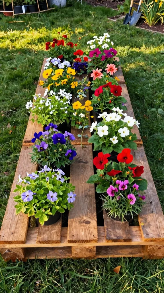 11 Wooden Flower Pots Ideas for Rustic Warmth - 4. Pallet Planters 1