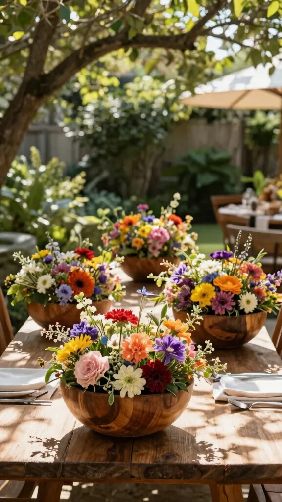 11 Wooden Flower Pots Ideas for Rustic Warmth - 5. Wooden Bowls as Planters 1