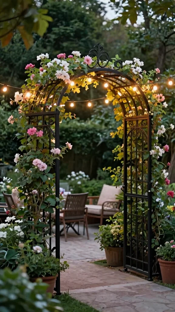 11 Wrought Iron Patio Furniture Ideas for Durability - 10. Decorative Garden Arbors 1
