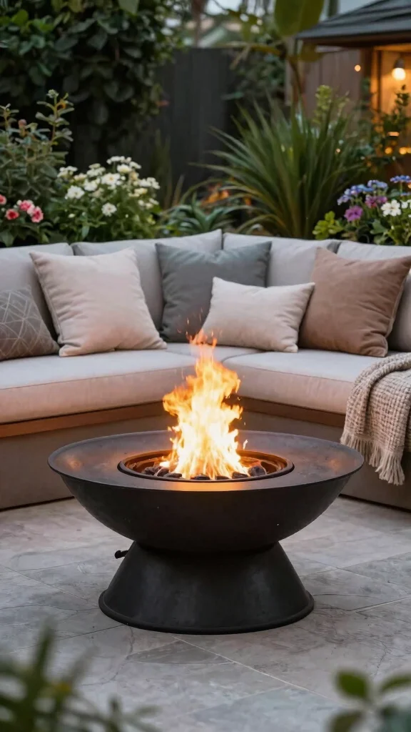 11 Wrought Iron Patio Furniture Ideas for Durability - 11. Modern Fire Bowl 1