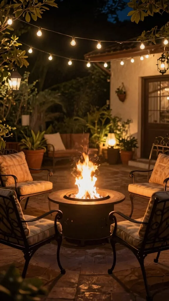 11 Wrought Iron Patio Furniture Ideas for Durability - 4. Functional Fire Pit Setting 1