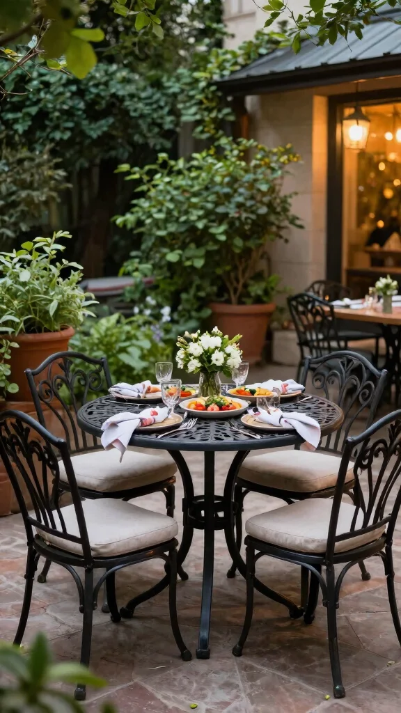 11 Wrought Iron Patio Furniture Ideas for Durability - 5. Stylish Dining Set 1