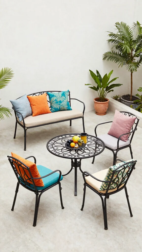 11 Wrought Iron Patio Furniture Ideas for Durability - 9. Wrought Iron Modular Furniture 1