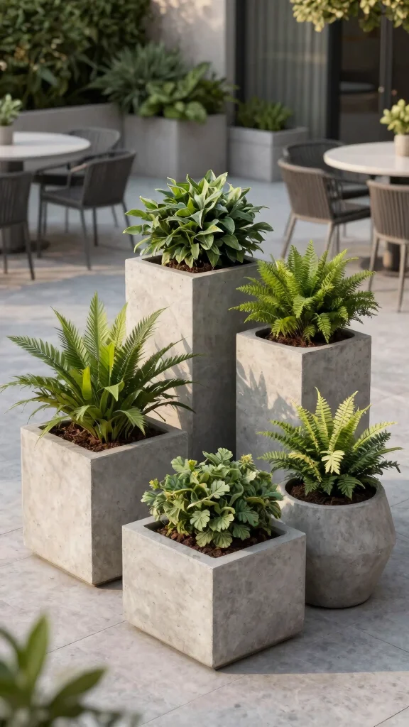 12 Cute Flower Pots Ideas Adorable Charm - 6. Concrete Planters with Style 1