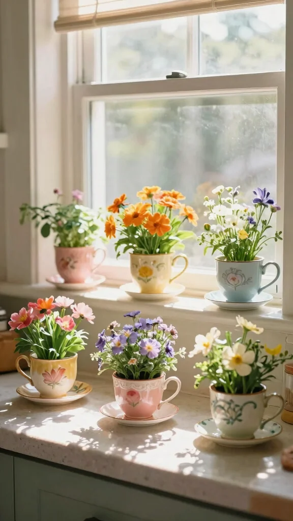 12 Cute Flower Pots Ideas Adorable Charm - 7. Vintage Teacup Planters 1