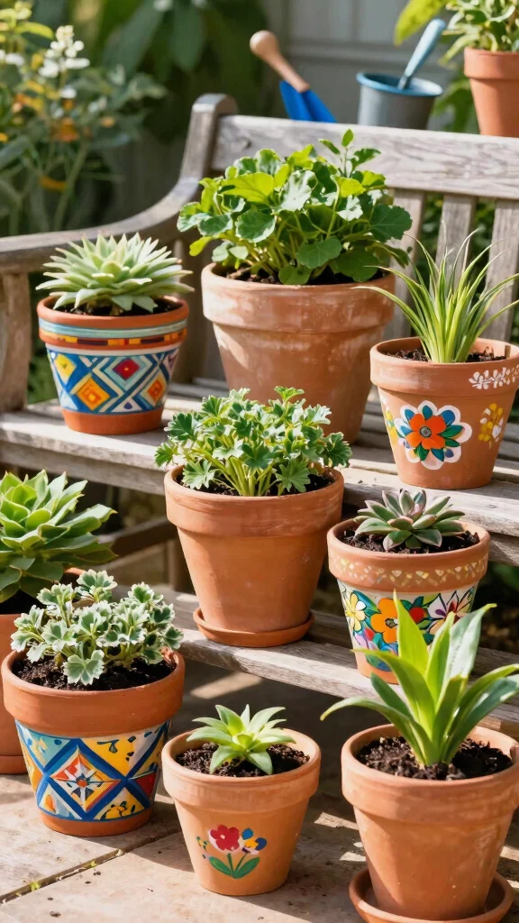 12 Decorated Flower Pots Ideas for Festive Flair - 2. Terracotta Pot Makeover 1