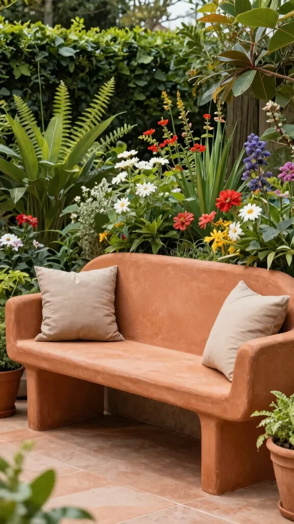 12 Eco-Friendly Outdoor Patio Furniture Sets to Elevate Your Garden - 5. Terracotta Garden Benches 1