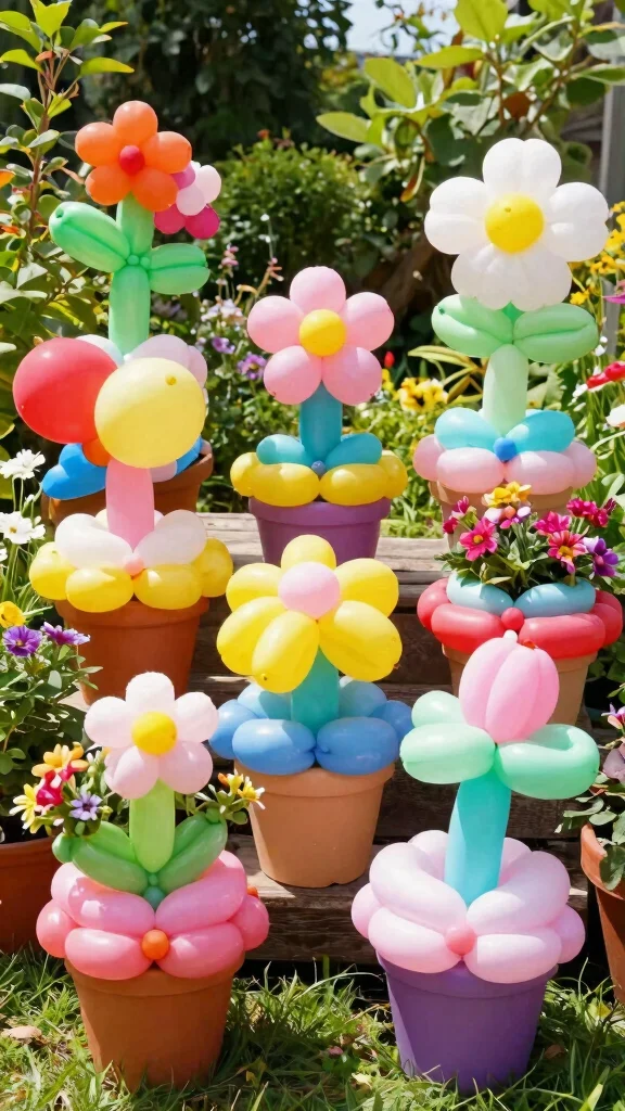 12 Flower Pots Outdoor Ideas for Vibrant Gardens - 12. Colorful Balloon Flower Pots 1