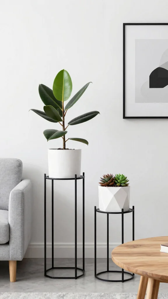 12 Iron Plant Stand Ideas Ornate Details - 2. Modern Minimalism 1