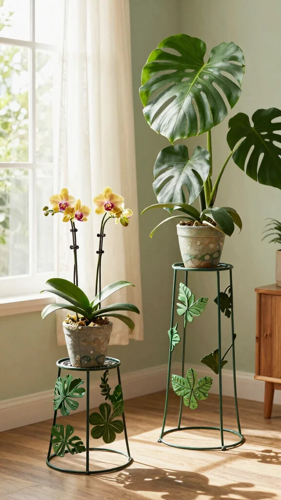 12 Iron Plant Stand Ideas Ornate Details - 3. Garden-Inspired Displays 1