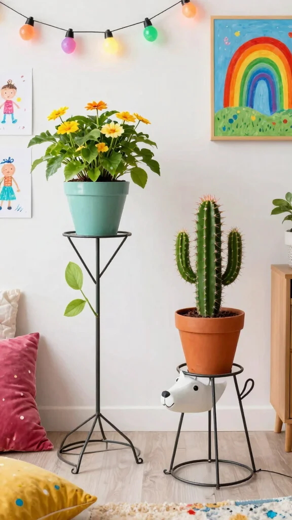 12 Iron Plant Stand Ideas Ornate Details - 5. Whimsical Designs 1