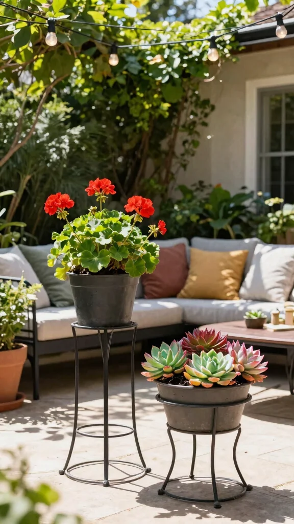 12 Iron Plant Stand Ideas Ornate Details - 7. Outdoor-Friendly Designs 1