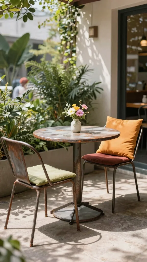 12 Metal Patio Furniture Ideas: Rustic Modern - 1. Industrial Chic Bistro Set 1