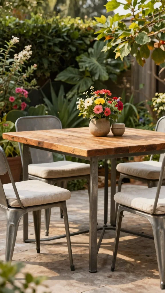 12 Metal Patio Furniture Ideas: Rustic Modern - 12. Combination Metal and Wood Furniture 1