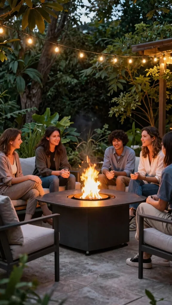 12 Metal Patio Furniture Ideas: Rustic Modern - 7. Modern Metal Fire Pit Table 1