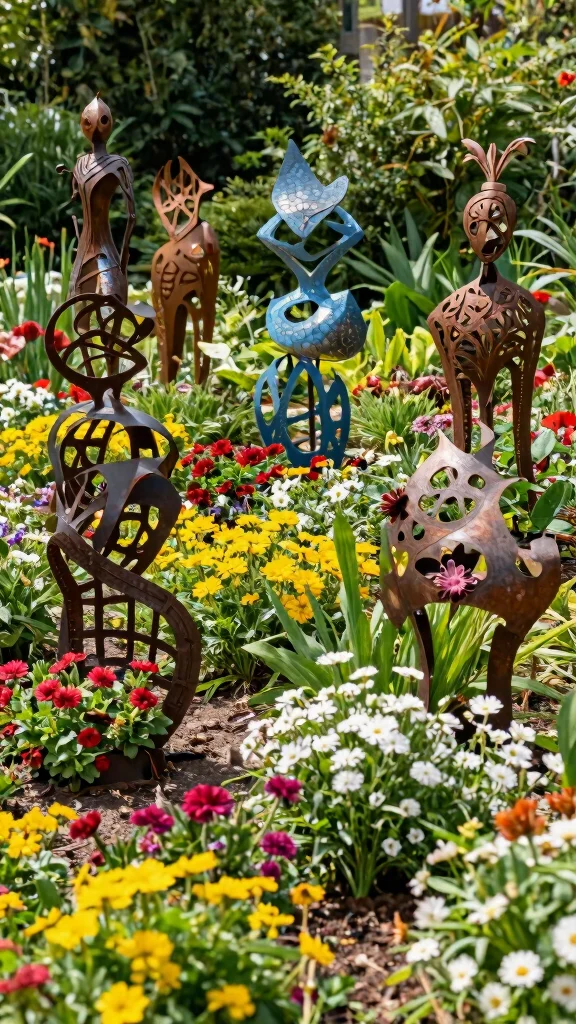 12 Metal Patio Furniture Ideas: Rustic Modern - 8. Artistic Metal Sculptures 1