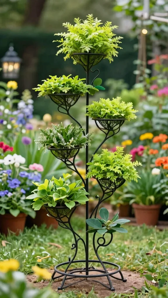 12 Metal Plant Stand Ideas Outdoor Durable - 12. Sculptural Metal Plant Stands 1