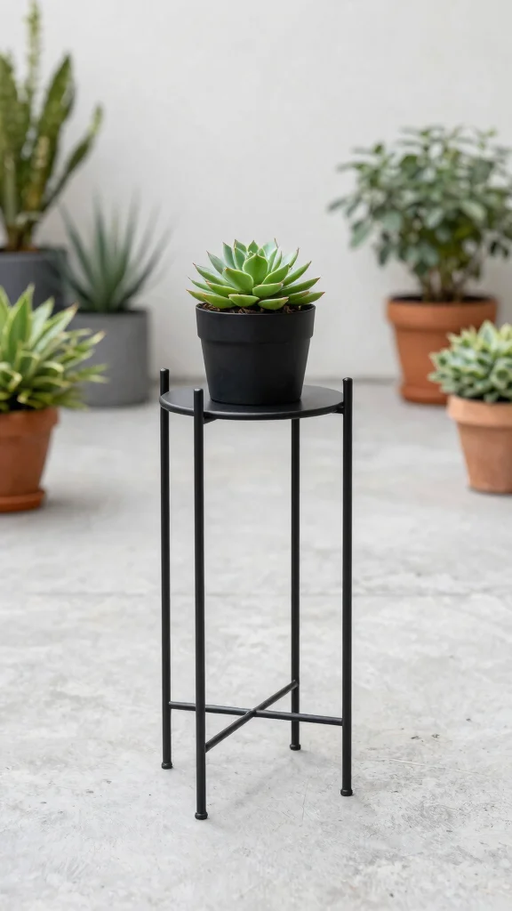 12 Metal Plant Stand Ideas Outdoor Durable - 2. Minimalist Metal Plant Stand 1