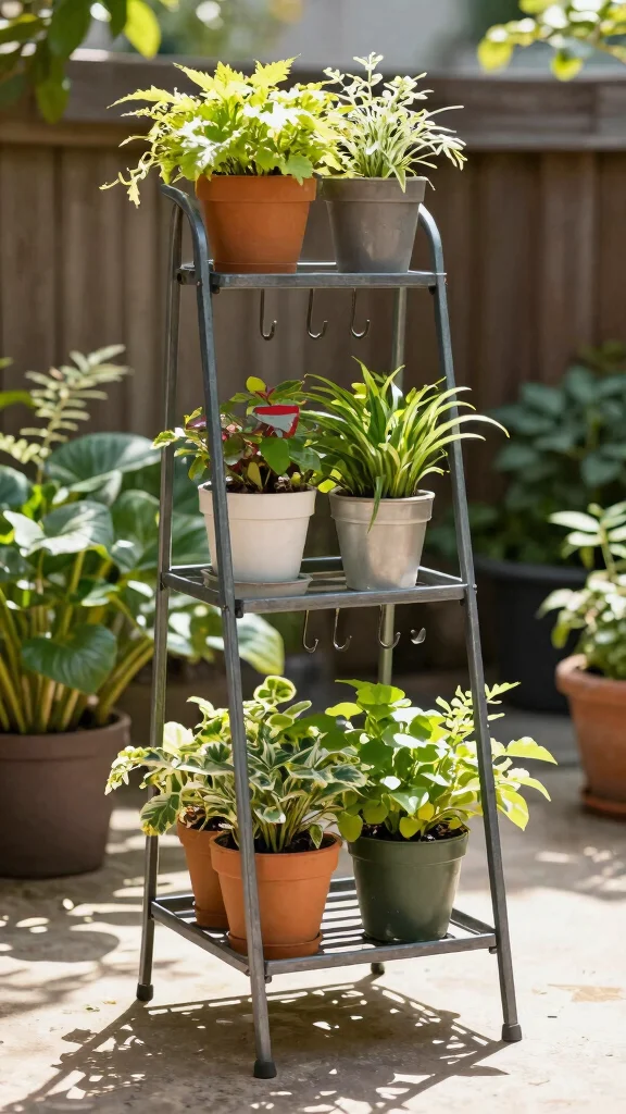 12 Metal Plant Stand Ideas Outdoor Durable - 5. Multi-Purpose Metal Plant Stand 1