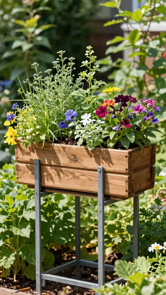 12 Metal Plant Stand Ideas Outdoor Durable - 6. Elevated Garden Planters with Metal Stands 1