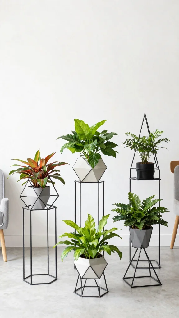 12 Metal Plant Stand Ideas: Sturdy Modern - 3. Geometric Designs 1