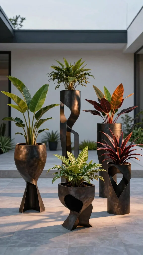 12 Metal Plant Stand Ideas: Sturdy Modern - 8. Unique Sculptural Stands 1