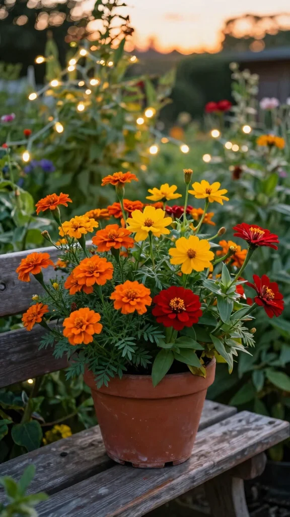 12 Mixed Flower Pots Ideas: Colorful Mix - 5. Sunset Glow 1