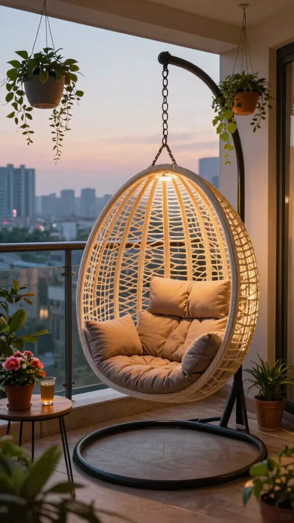 12 Outdoor Patio Furniture Ideas for Small Spaces - 2. Hanging Pod Chairs 1