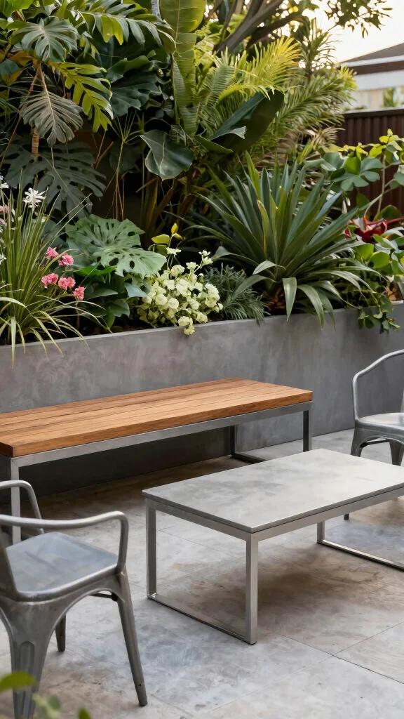12 Outside Patio Furniture Ideas Weatherproof - 5. Metal and Wood Combination Seating 1