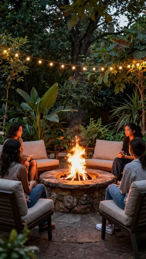 12 Outside Patio Furniture Ideas Weatherproof - 8. Stone Fire Pit with Surrounding Seating 1
