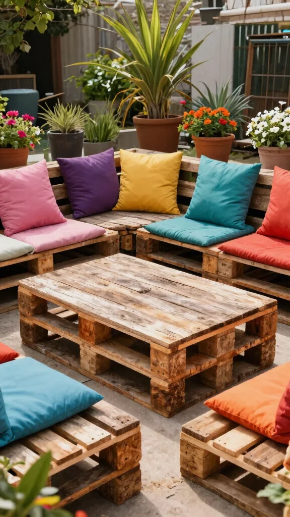 12 Outside Patio Furniture Ideas Weatherproof - 9. Upcycled Pallet Furniture 1