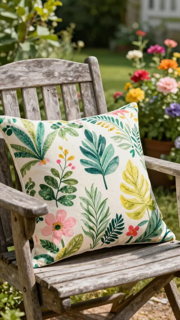 12 Patio Furniture Cushions Ideas Comfortable - 1. Nature-Inspired Prints 1