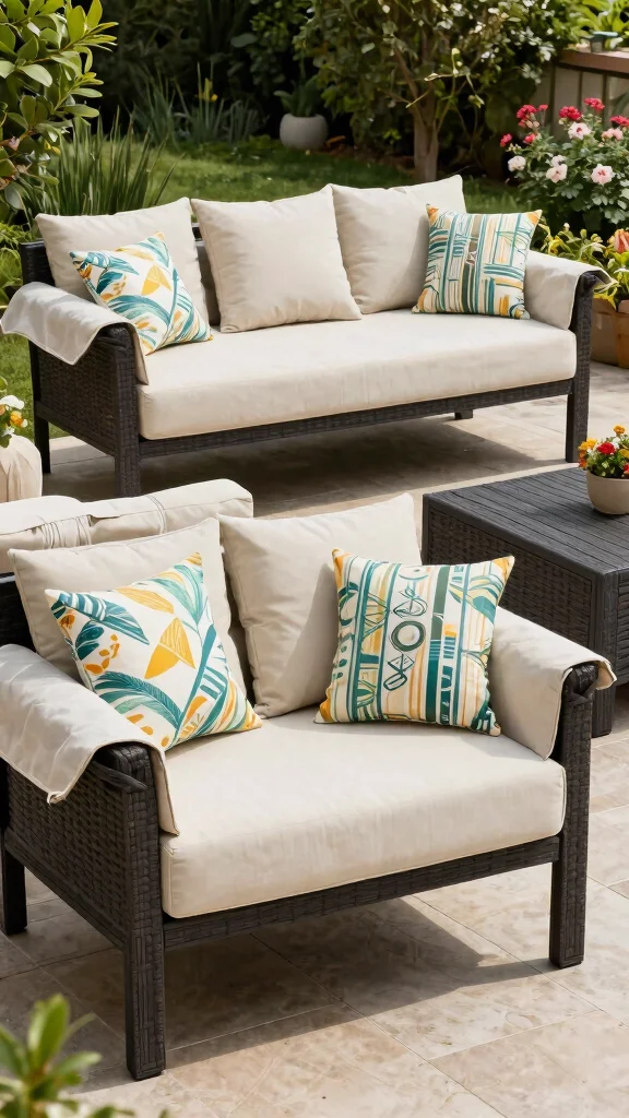12 Patio Furniture Cushions Ideas Comfortable - 11. Cushion Covers for Easy Care 1