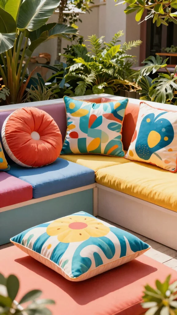 12 Patio Furniture Cushions Ideas Comfortable - 6. Playful Shapes 1