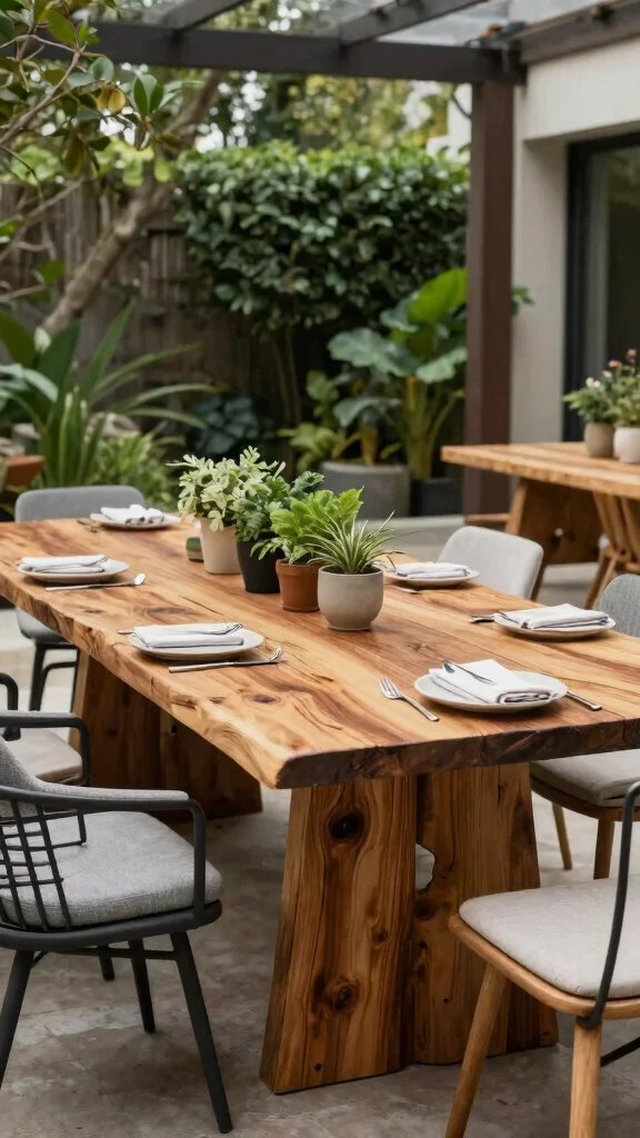 12 Patio Furniture Ideas for Stylish Outdoor Living - 1. Reclaimed Wood Tables 1