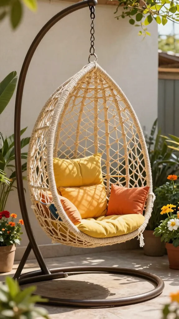12 Patio Furniture Ideas for Stylish Outdoor Living - 8. Hanging Chairs 1