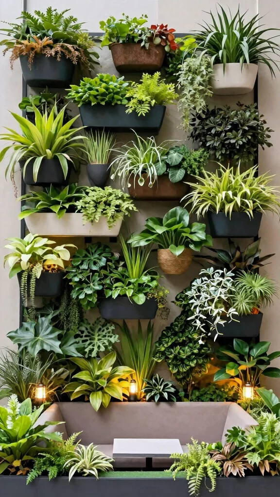 12 Patio Layout Ideas for Urban Gardening - 2. Vertical Garden Wall 1