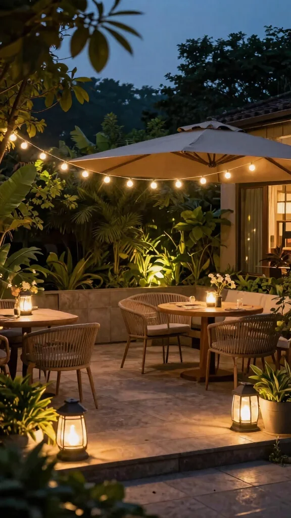 12 Patio Layout Ideas for Urban Gardening - 6. Garden Lighting Design 1