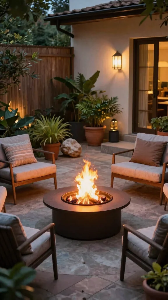 12 Patio Layout Ideas for Urban Gardening - 9. Cozy Fire Pit Area 1