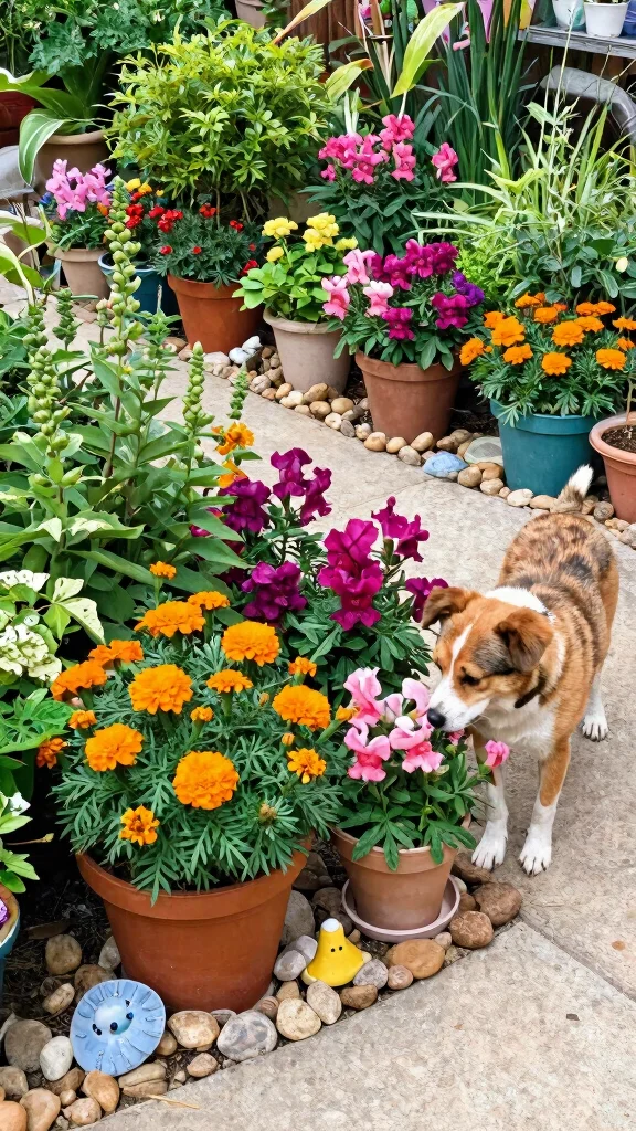 12 Pots in Flower Beds Landscaping Ideas - 12. Pet-Friendly Plant Choices 1