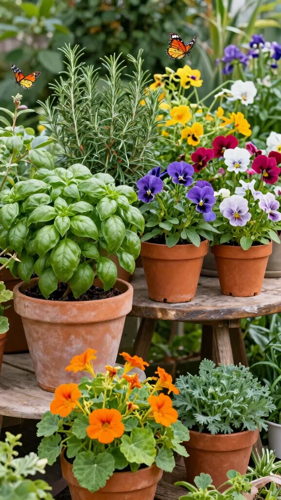 12 Pots in Flower Beds Landscaping Ideas - 7. Edible Flower Beds 1