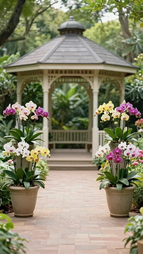 12 Pots in Flower Beds Landscaping Ideas - 8. Symmetrical Pot Arrangements 1