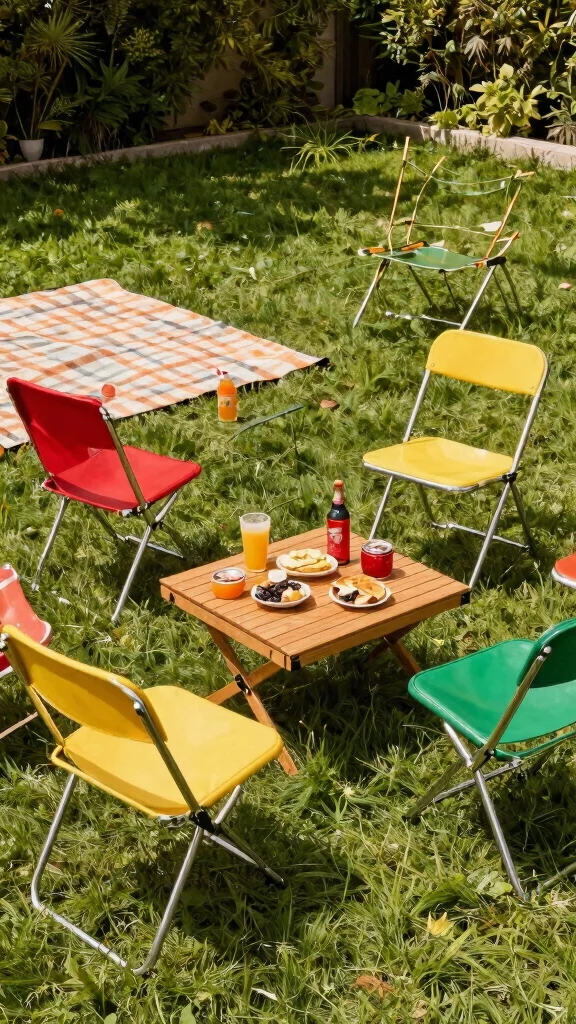 12 Retro Patio Furniture Ideas for Nostalgic Charm - 7. Retro Folding Chairs 1