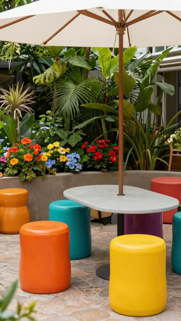 12 Retro Patio Furniture Ideas for Nostalgic Charm - 9. Playful Garden Stools 1