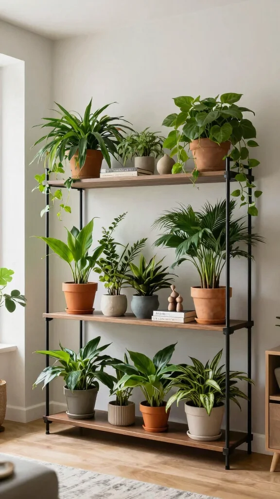12 Tiered Plant Stand Ideas for Layered Beauty - 12. Multi-Level Plant Shelves for Functionality 1