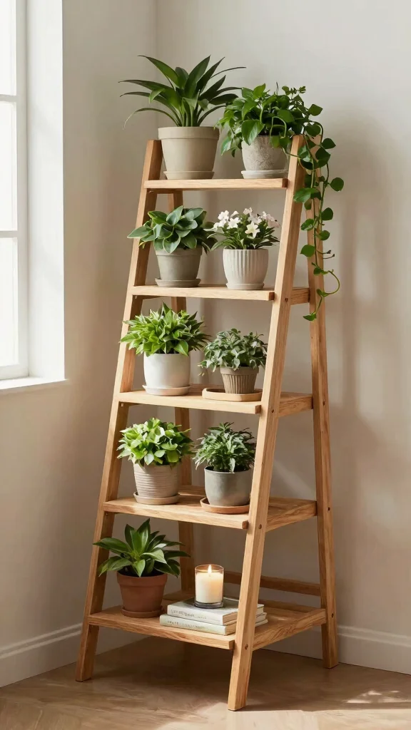 12 Tiered Plant Stand Ideas for Layered Beauty - 3. Ladder Style for Vertical Appeal 1