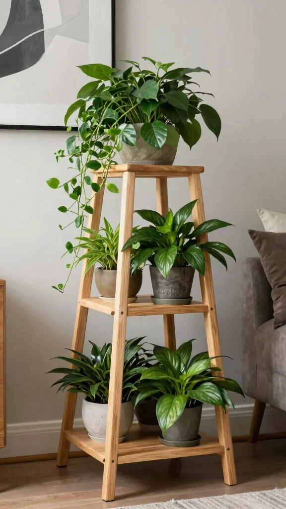 12 Tiered Plant Stand Ideas for Layered Beauty - 8. Angled Displays for Dramatic Flair 1